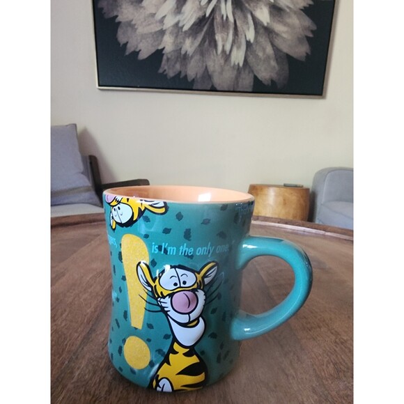 Tigger Mug RARE Disney Winnie the Pooh Green Embossed & Glitter Coffee Cup Tea - Picture 3 of 7